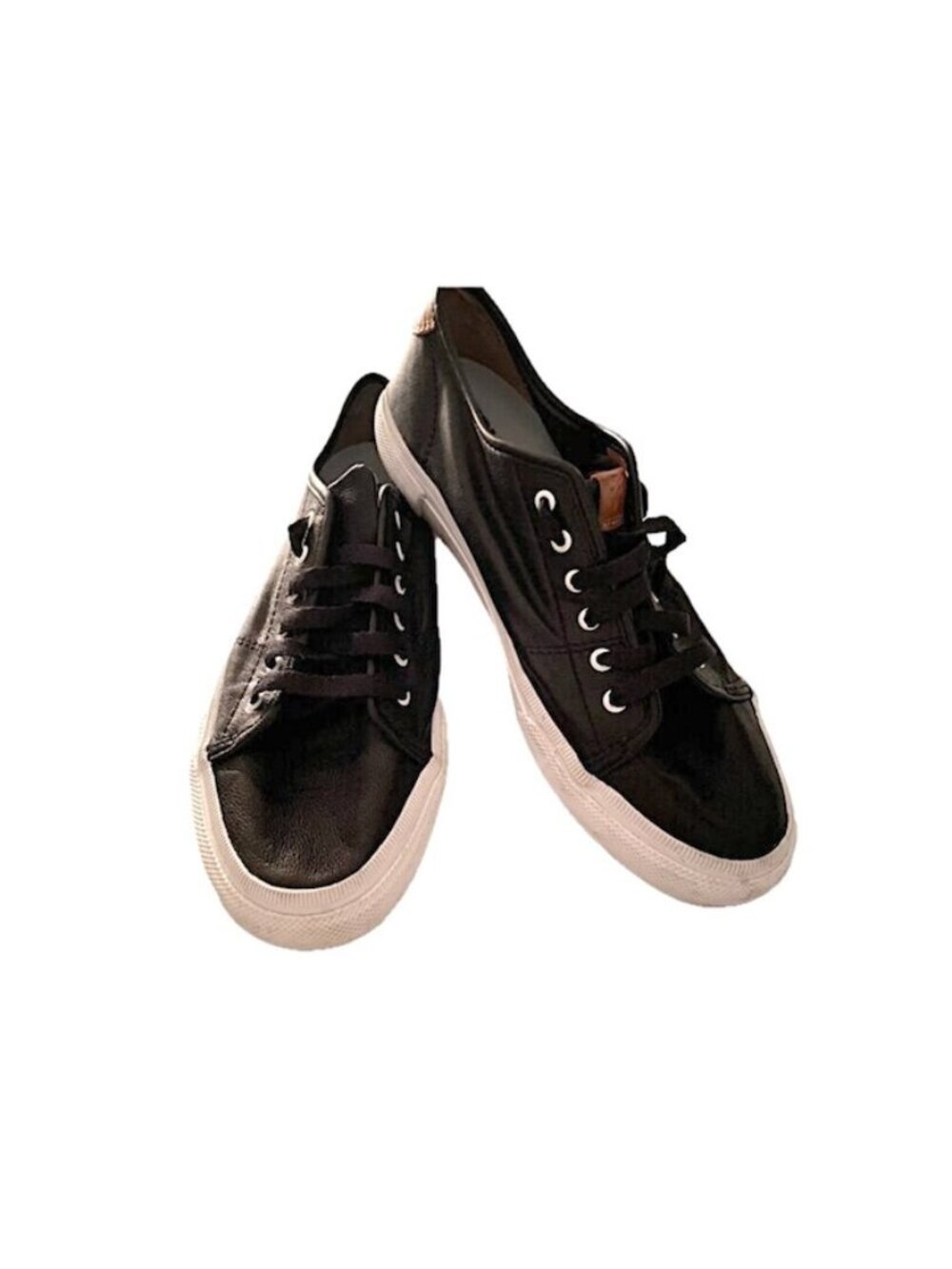 Frye Maya Sneakers Black Italian Leather Womens Size 7.5M Lace-up Low-Tops  EUC